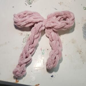 Handmade Knitted Pink Bow Hair Clip